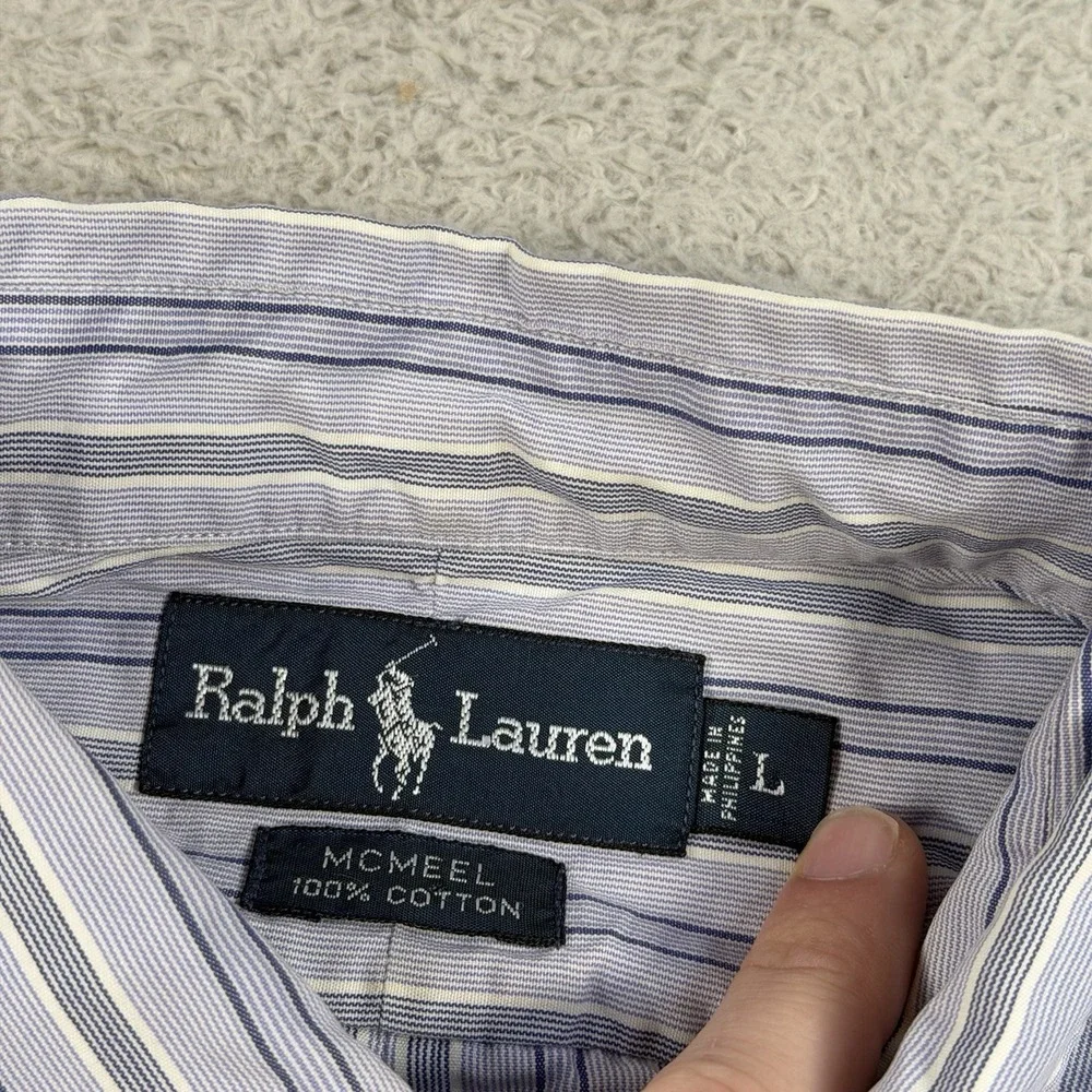 Polo Ralph Lauren Shirt Mens XL Blue Striped McMeel Long Sleeve Button Down Pony